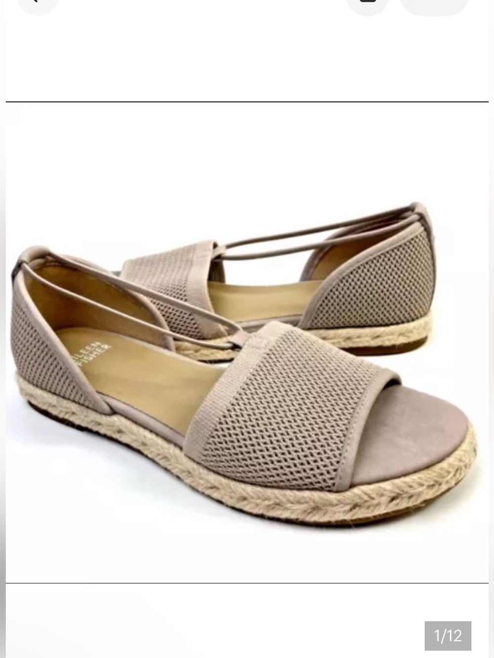 Eileen Fisher Sz 7 Sandals Mews Mesh Slip-On Espadrille elastic Blush Pink